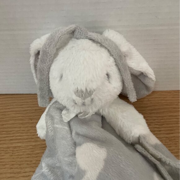 Blankets and Beyond Bunny Rabbit Lovey Grey White Security Blanket Plush 16 In. - Picture 3 of 6